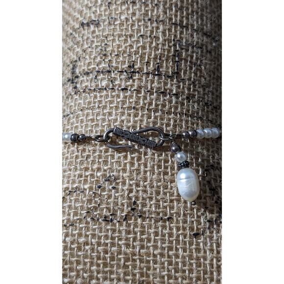 Vintage Freshwater Pearl 925 Sterling Silver Bali Bead Byzantine Hook Clasp - Picture 9 of 12